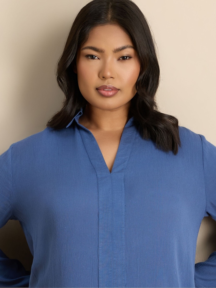 Live Unlimited Blue Split Front Crinkle Tunic - Image 5 of 5 Live Unlimited Blue Split Front Crinkle Tunic - Image 5 of 5