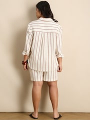 Live Unlimited Cream Striped Linen Blend Long Sleeve Shirt - Image 6 of 8