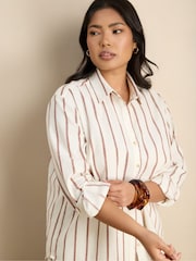 Live Unlimited Cream Striped Linen Blend Long Sleeve Shirt - Image 8 of 8