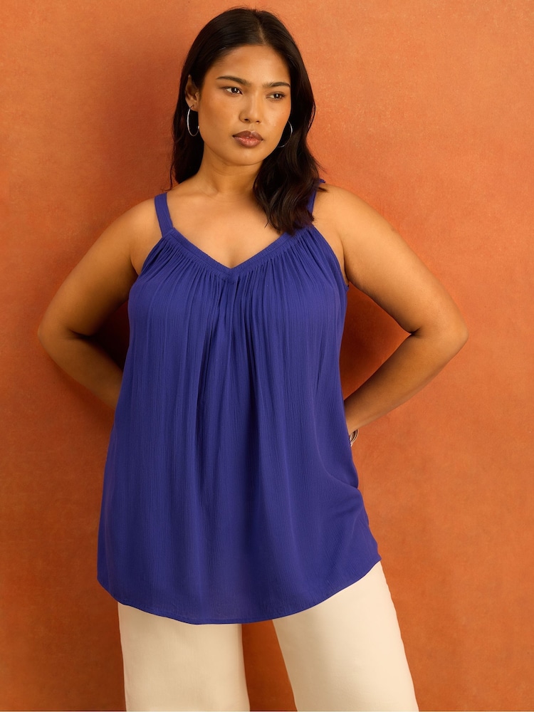 Live Unlimited Blue Crinkle Gathered Cami - Image 1 of 5