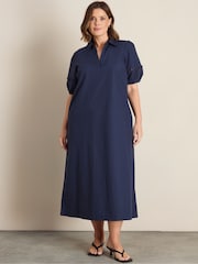Live Unlimited Blue Puff Sleeve Collared Midaxi Dress - Image 1 of 5