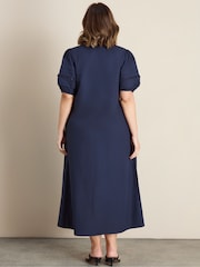 Live Unlimited Blue Puff Sleeve Collared Midaxi Dress - Image 5 of 5