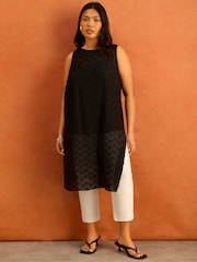 Live Unlimited Black Geo Print Slash Neck Tunic - Image 1 of 6