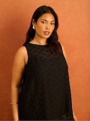 Live Unlimited Black Geo Print Slash Neck Tunic - Image 2 of 6