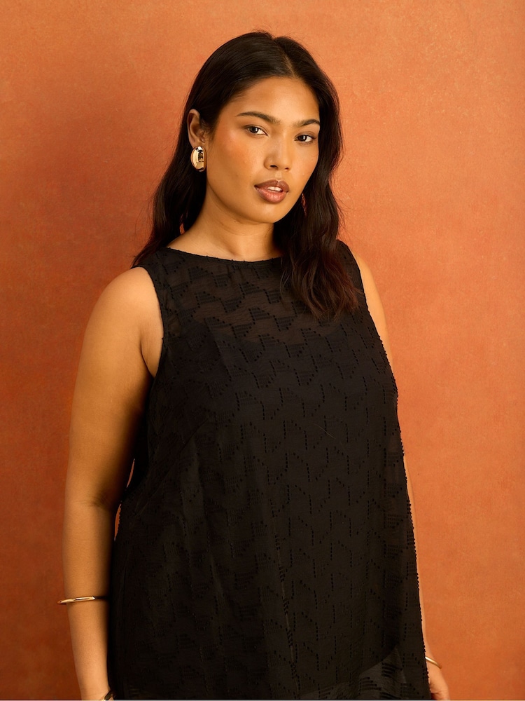 Live Unlimited Black Geo Print Slash Neck Tunic - Image 2 of 6