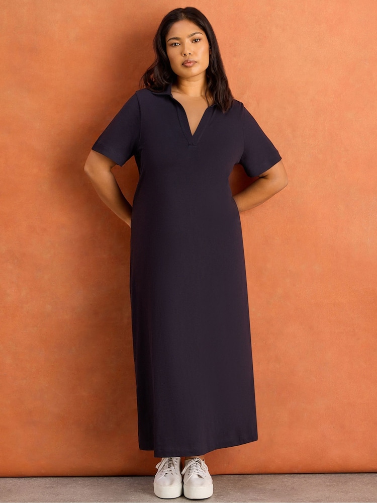 midi dress with collar neck Women's Sky A-line Collared Neck Cotton Midi Dress S/M/L/Customize Blue/Pink/White MEAN BLVD Blue / S
