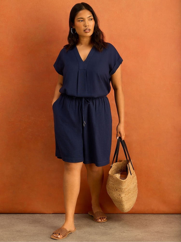 Live Unlimited Blue Linen Blend Shorts - Image 1 of 5 Live Unlimited Blue Linen Blend Shorts - Image 1 of 5
