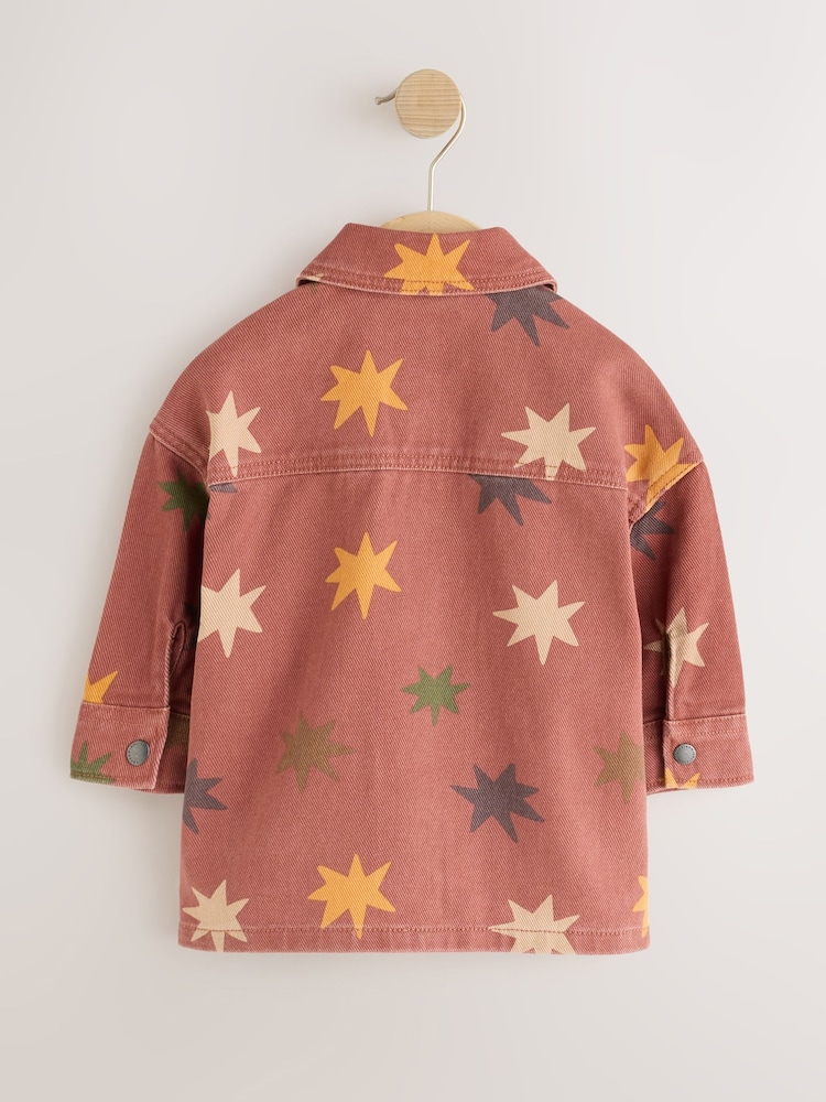 Rust Brown All Over Print Stars Twill Printed Overshirt (3mths-7yrs) - Image 2 of 5 Rust Brown All Over Print Stars Twill Printed Overshirt (3mths-7yrs) - Image 2 of 5