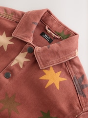 Rust Brown All Over Print Stars Twill Printed Overshirt (3mths-7yrs) - Image 3 of 5