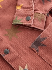 Rust Brown All Over Print Stars Twill Printed Overshirt (3mths-7yrs) - Image 4 of 5