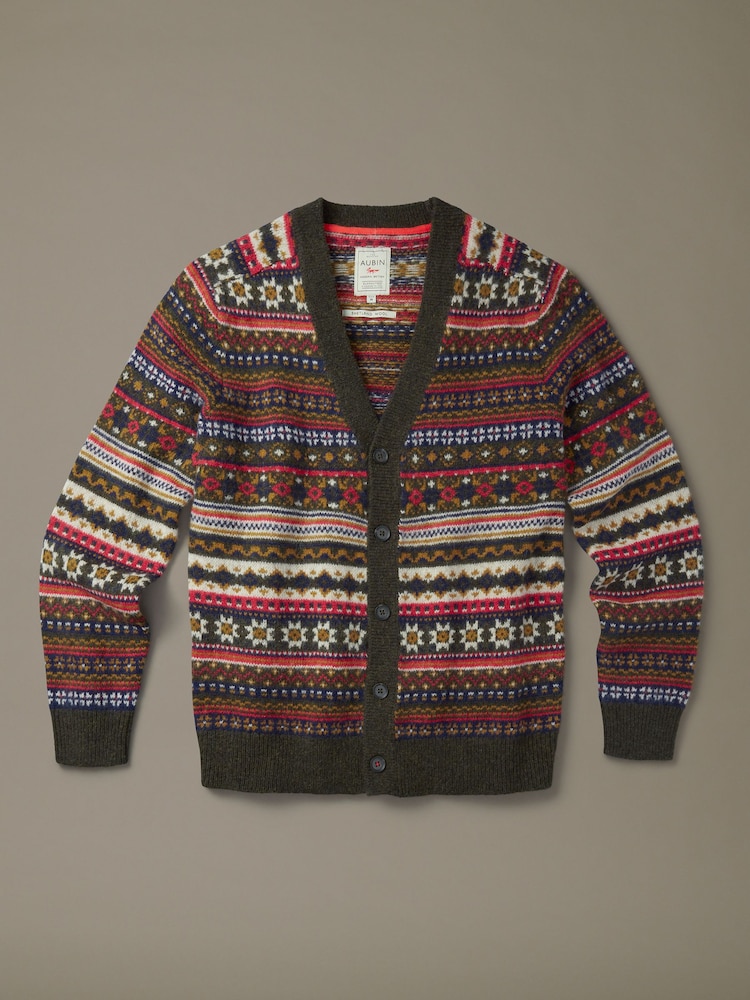Aubin Green Wheldrake Fairisle Cardigan - Image 1 of 1