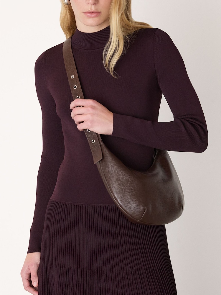 Whistles Brown Small Sia Curved Crossbody Bag - Image 5 of 5