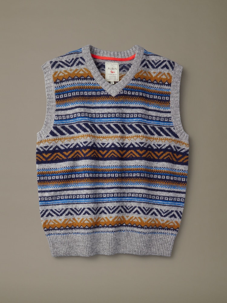 Aubin Grey Inglewood Fairisle Geo Tank Top - Image 1 of 1