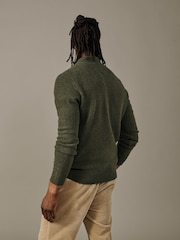Aubin Green Shore Lambswool Long Sleeve Knitted Polo Jumper - Image 2 of 5