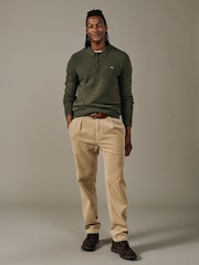 Aubin Green Shore Lambswool Long Sleeve Knitted Polo Jumper - Image 4 of 5