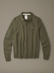 Aubin Green Shore Lambswool Long Sleeve Knitted Polo Jumper - Image 5 of 5