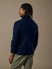 Aubin Blue Pepper Lambswool Zip Neck Jumper - Image 2 of 5
