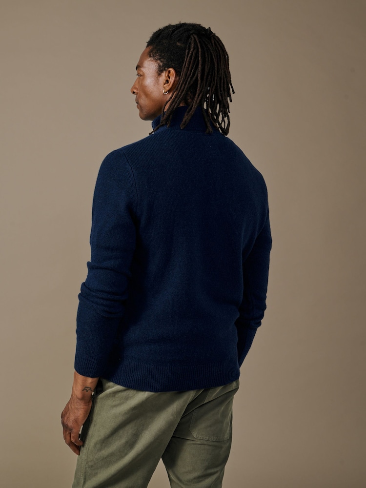 Aubin Blue Pepper Lambswool Zip Neck Jumper - Image 2 of 5
