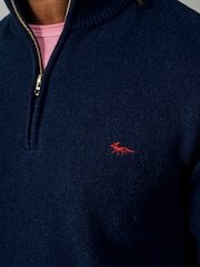 Aubin Blue Pepper Lambswool Zip Neck Jumper - Image 3 of 5