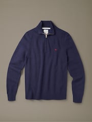 Aubin Blue Pepper Lambswool Zip Neck Jumper - Image 5 of 5