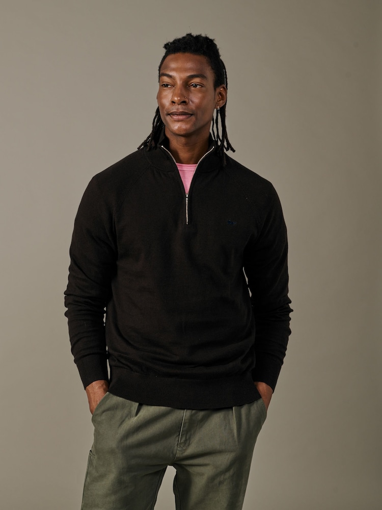 Aubin Brown Bonby Zip Neck Jumper - Image 1 of 4