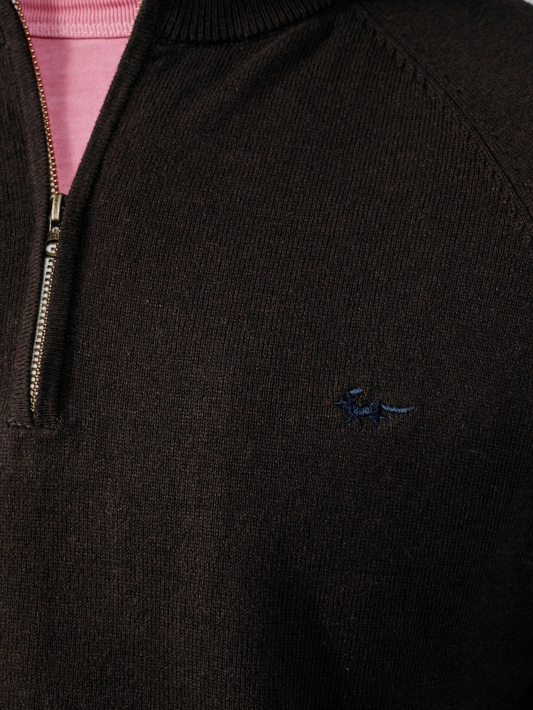 Aubin Brown Bonby Zip Neck Jumper - Image 4 of 4