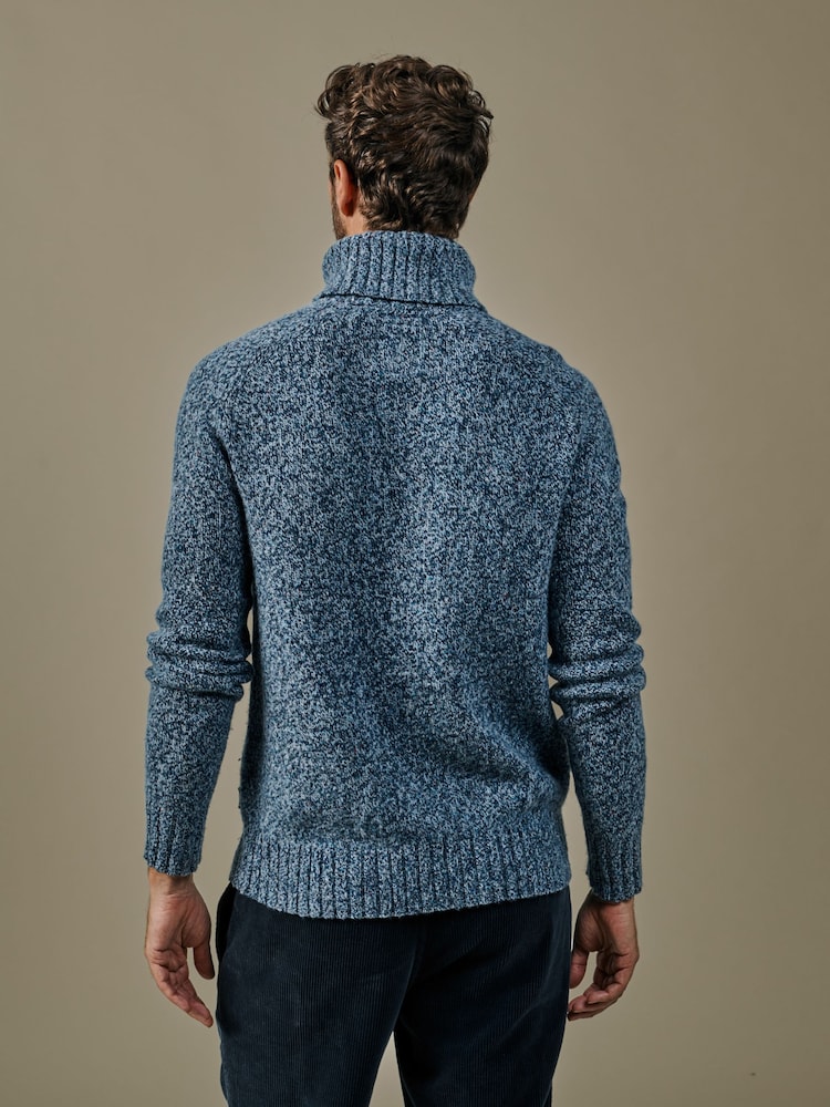 Aubin Blå Caster Donegal Rollneck Jumper - Bild 2 av 5