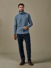 Aubin Blå Caster Donegal Rollneck Jumper - Bild 5 av 5