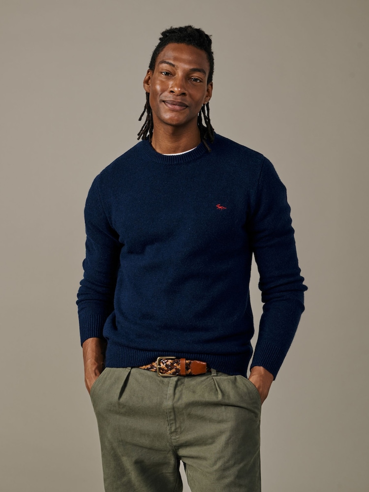 Aubin Blue Phillips Lambswool Crew Neck Jumper - Image 1 of 3