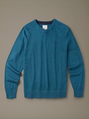 Aubin Green Burnham Merino V-Neck Jumper - Image 5 of 5
