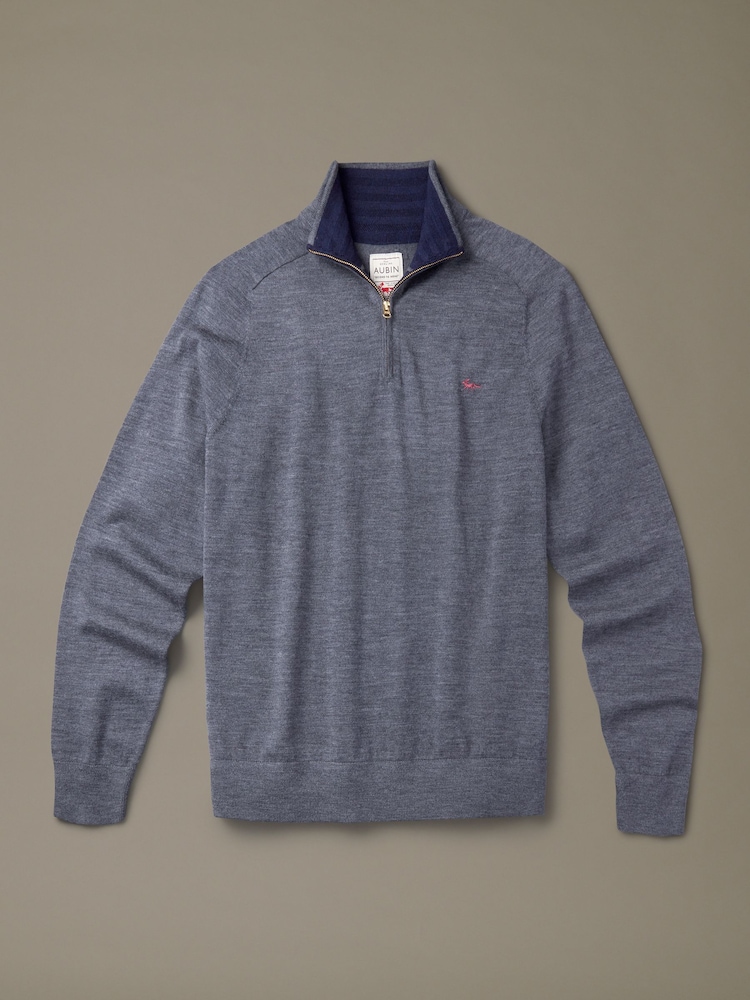 Aubin Grey Laurel Merino Zip Neck Jumper - Image 1 of 1