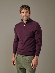 Aubin Red Laurel Merino Zip Neck Jumper - Image 1 of 4