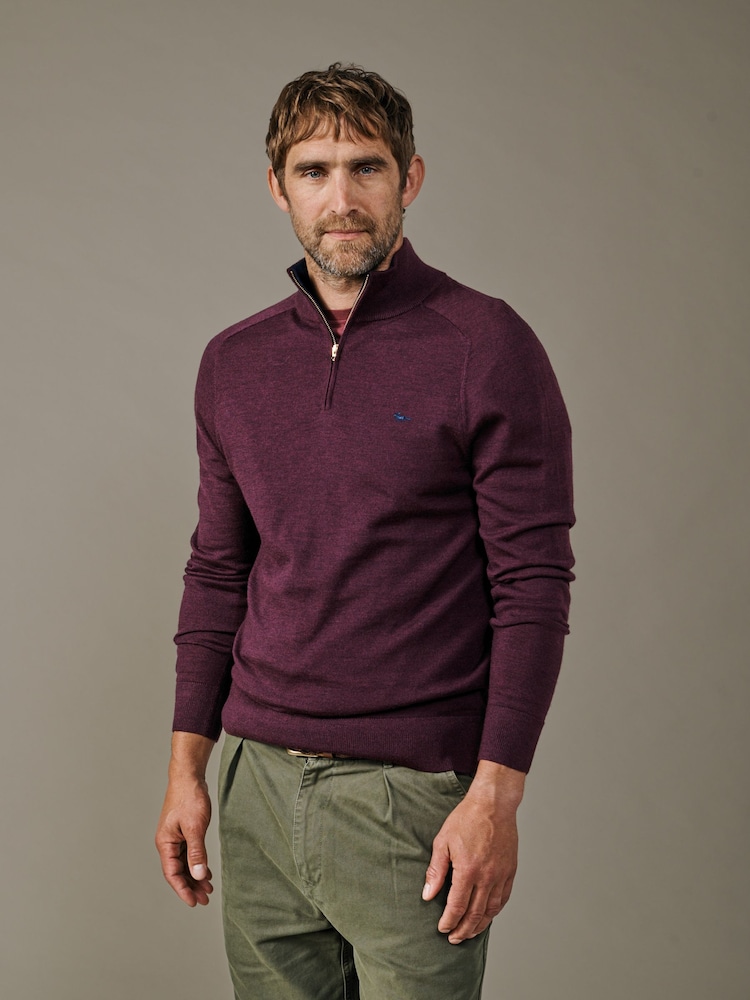 Aubin Red Laurel Merino Zip Neck Jumper - Image 1 of 4
