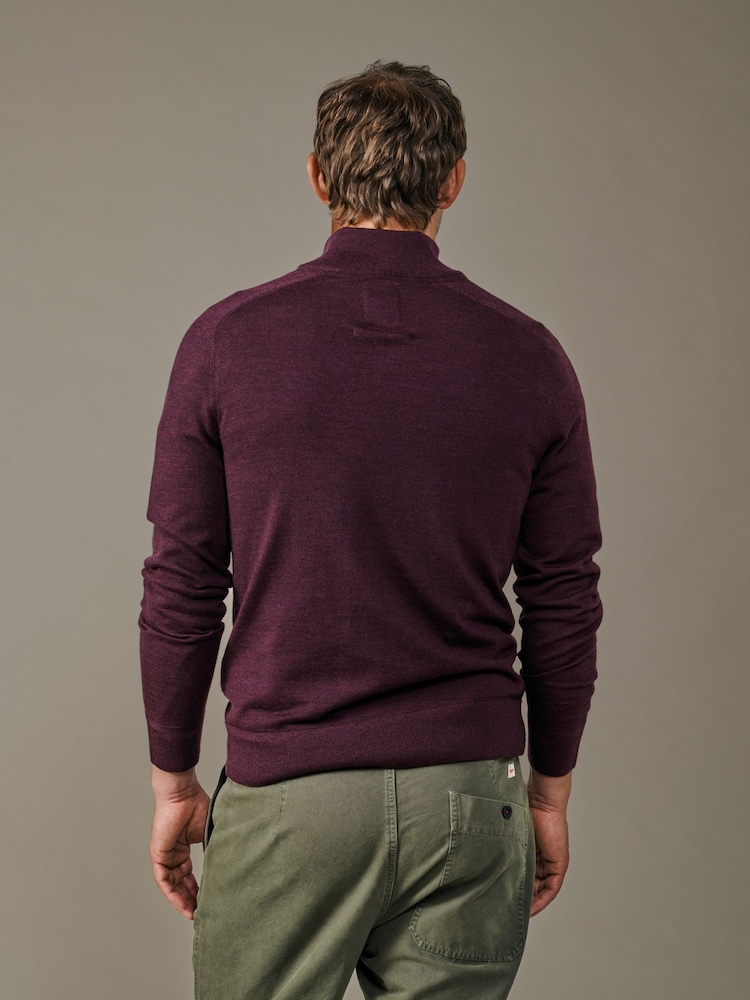 Aubin Red Laurel Merino Zip Neck Jumper - Image 2 of 4