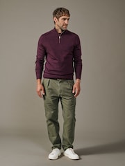 Aubin Red Laurel Merino Zip Neck Jumper - Image 3 of 4