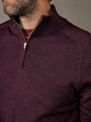 Aubin Red Laurel Merino Zip Neck Jumper - Image 4 of 4