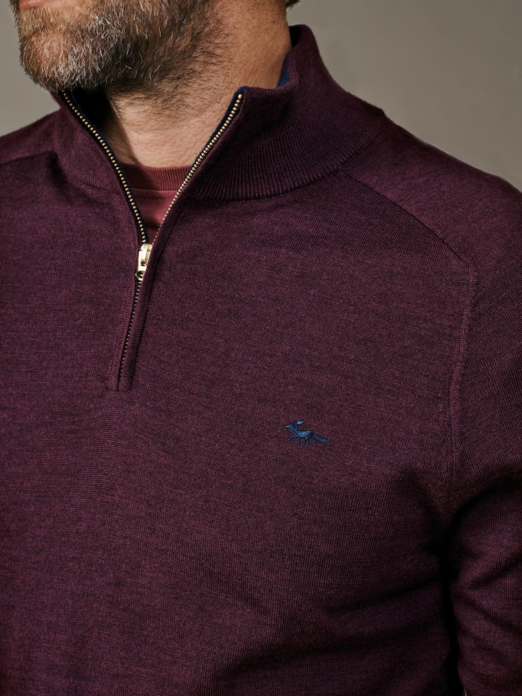 Aubin Red Laurel Merino Zip Neck Jumper - Image 4 of 4