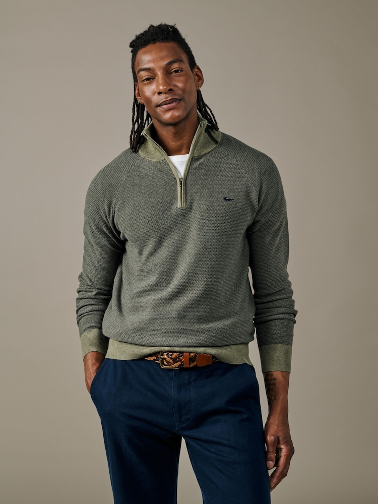 Aubin Green Bonby Zip Neck Jumper - Image 1 of 4