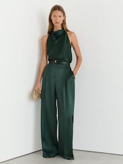 Pantaloni a pieghe a gamba larga in raso Reiss Zadie - Immagine 1 di 7