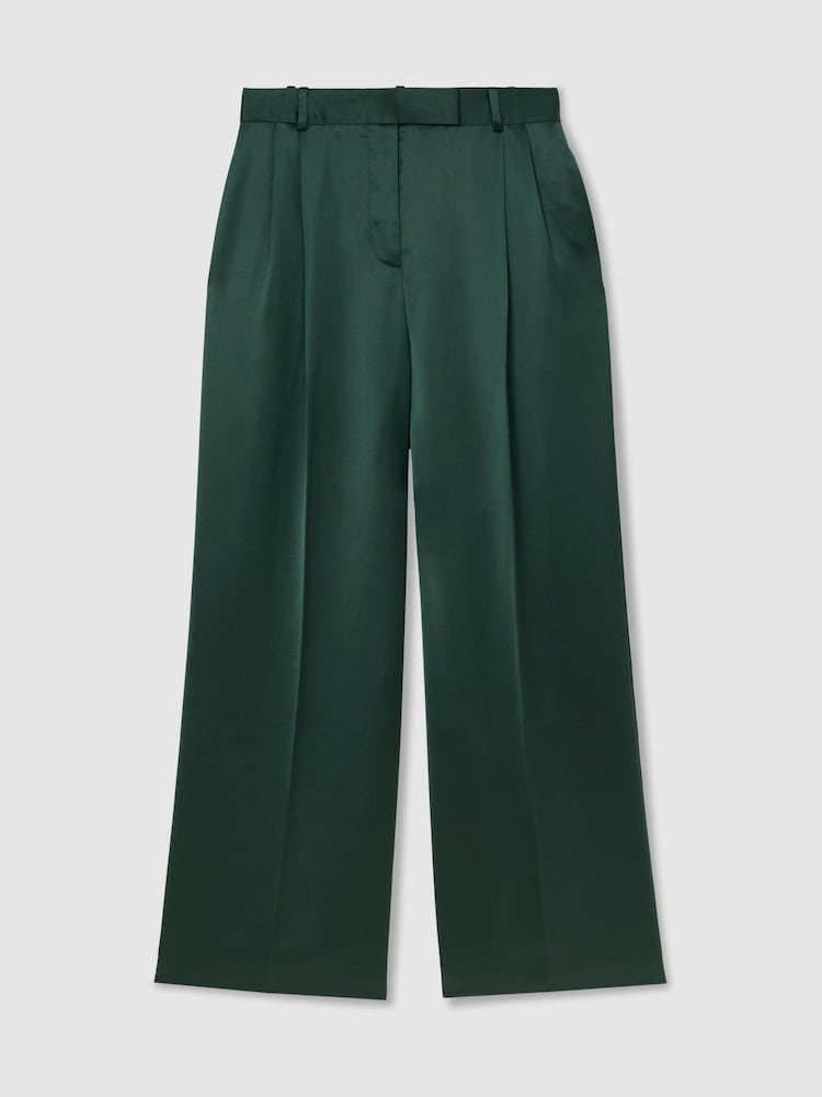 Pantaloni a pieghe a gamba larga in raso Reiss Zadie - Immagine 2 di 7 Pantaloni a pieghe a gamba larga in raso Reiss Zadie - Immagine 2 di 7