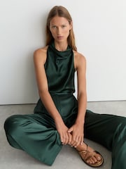 Pantaloni a pieghe a gamba larga in raso Reiss Zadie - Immagine 4 di 7