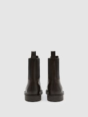 Reiss Chocolate Lennon Leather Flat Ankle Boots - Image 5 of 6