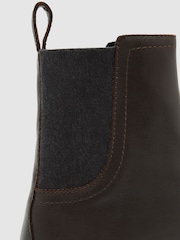 Reiss Chocolate Lennon Leather Flat Ankle Boots - Image 6 of 6
