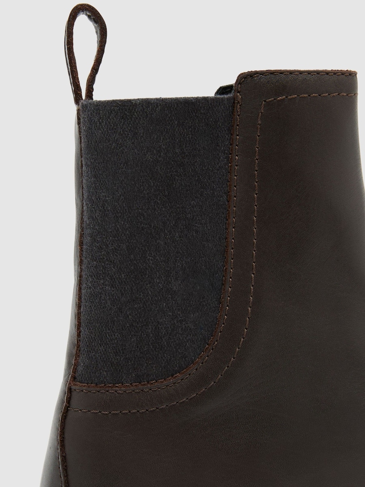 Reiss Chocolate Lennon Leather Flat Ankle Boots - Image 6 of 6 Reiss Chocolate Lennon Leather Flat Ankle Boots - Image 6 of 6