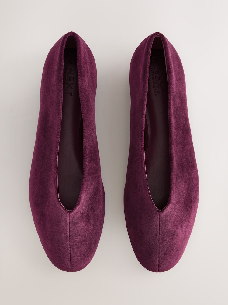 Berry Red Forever Comfort® Velvet High Cut Ballet Flats - Image 1 of 5 Berry Red Forever Comfort® Velvet High Cut Ballet Flats - Image 1 of 5