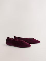 Berry Red Forever Comfort® Velvet High Cut Ballet Flats - Image 2 of 5