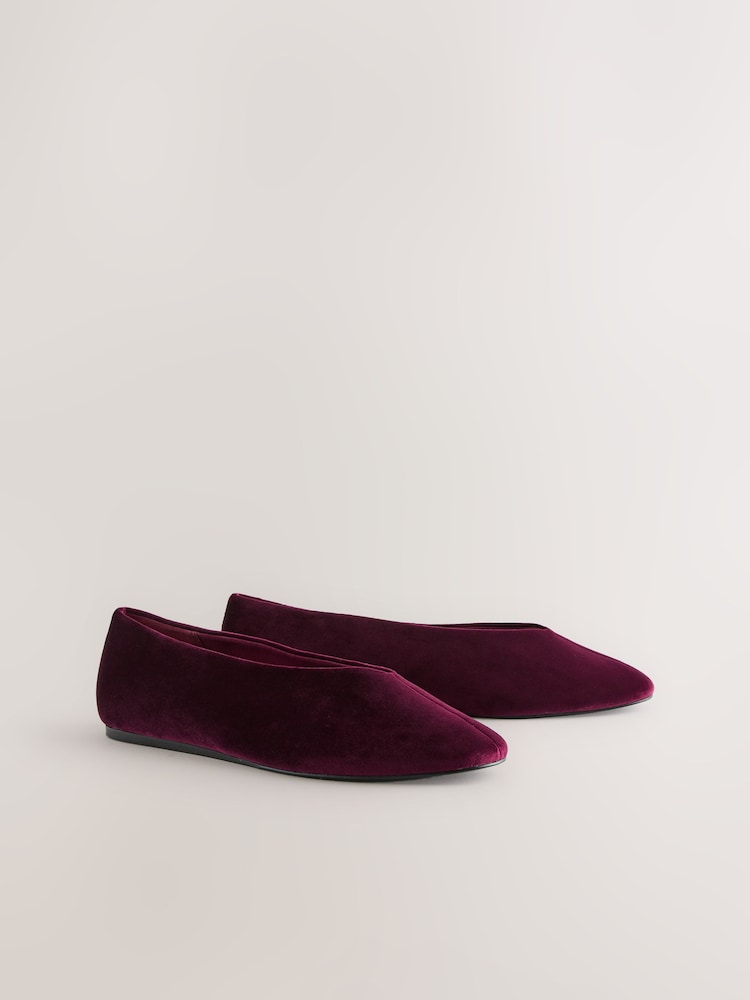 Berry Red Forever Comfort® Velvet High Cut Ballet Flats - Image 2 of 5 Berry Red Forever Comfort® Velvet High Cut Ballet Flats - Image 2 of 5