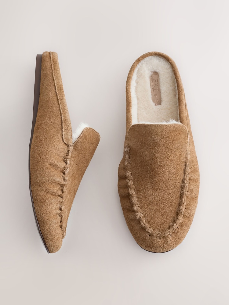بني فاتح بني - Forever Comfort® Suede Leather Borg Lined Mules - صورة 1 من 7 بني فاتح بني - Forever Comfort® Suede Leather Borg Lined Mules - صورة 1 من 7