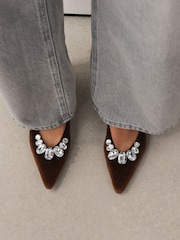 Šokoladinis rudas - Forever Comfort® Jewelled Point Toe Ballet Shoes - 4 paveikslėlis iš 13
