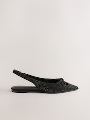 Black Forever Comfort® Sparkle Slingback Flats - Image 7 of 9